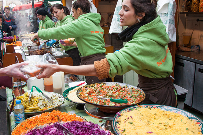 St Nics Market Food Traders with lots of healthy colourful foods