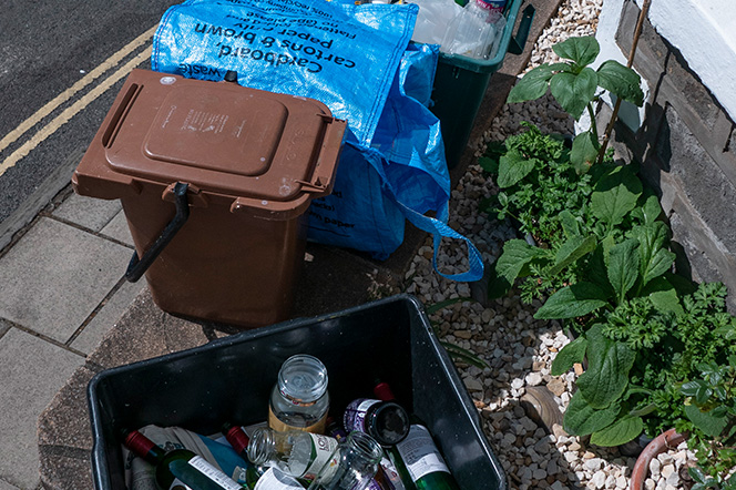 Recycling Collection Boxes outside Bristol home