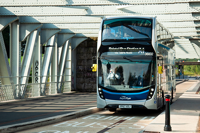 Metrobus Bristol Metrobus travelling over bridge