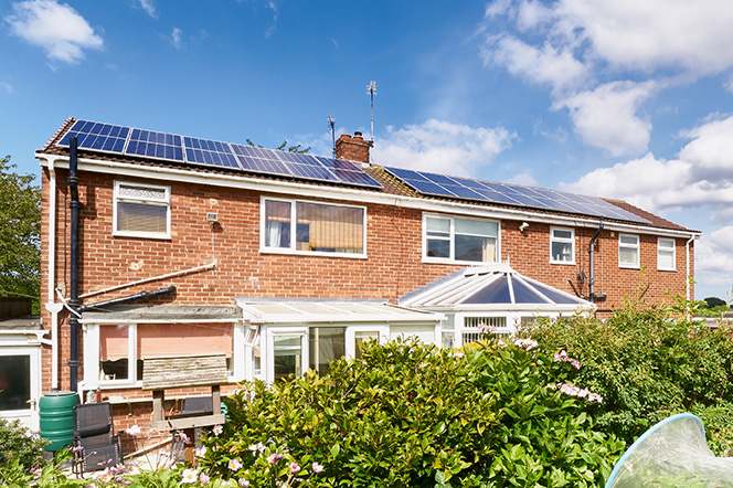 House with solar panels on its roof