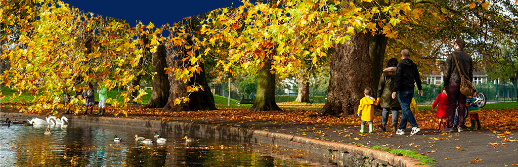 Eastville Park Autumn Eastville Park Lake with Autumn leaves on trees